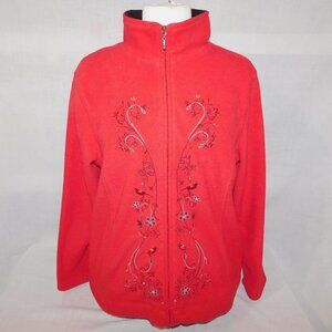 Northern Reflections Red Full Zip Fleece Jacket Cardinals Crystals Womens L